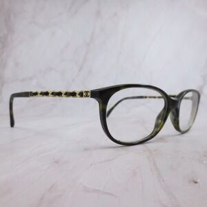 Chanel 3221-Q c.714 Tortoise Gold Chain Link CC Logo Eyeglass Frames Italy 51-15